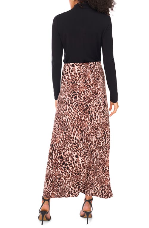 Vince Camuto Print Pull-on Maxi Skirt In Brown