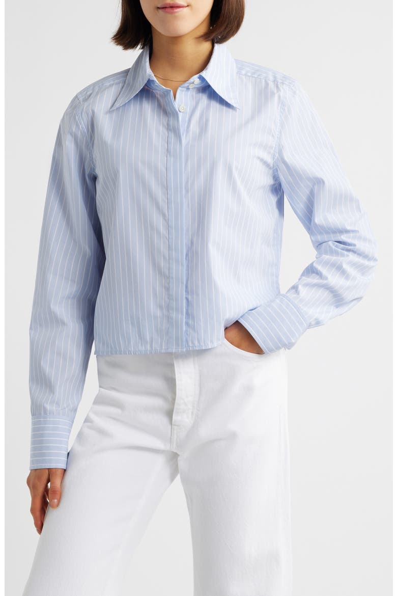 The Modern Collar Stripe Crop Button-Up Shirt (Women) | Nordstromrack