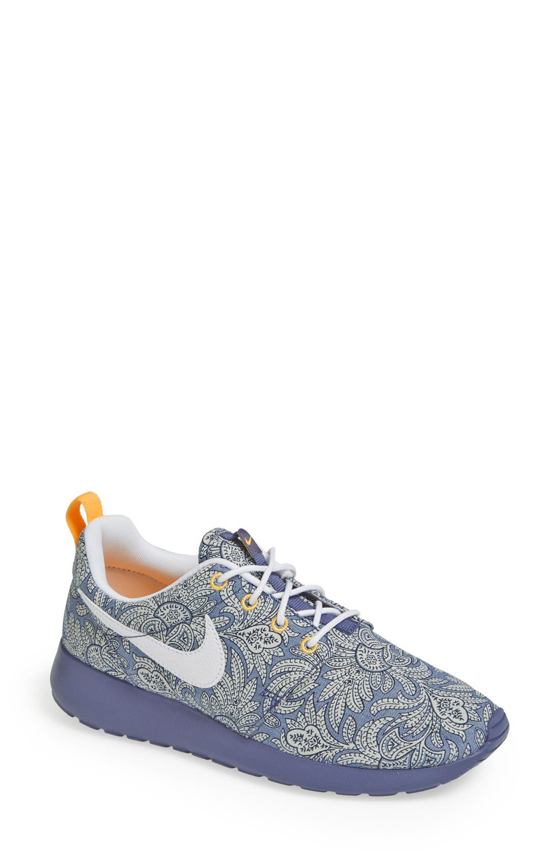 'Roshe Run - Liberty' Sneaker, Main, color, BLUE/ WHITE/ ATOMIC MANGO
