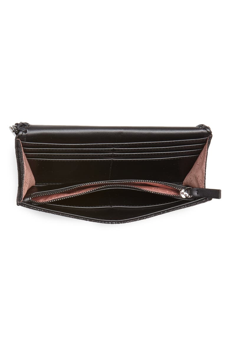 Shaggy Deer Faux Leather Wallet, Alternate, color, BLACK