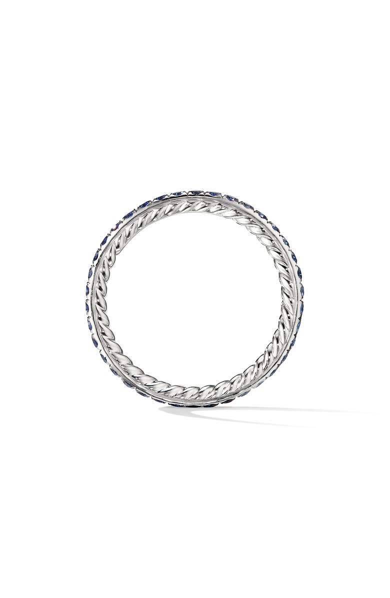 David Yurman DY Eden Band Ring in Platinum with Pavé Sapphire, Alternate, color, Platinum