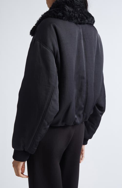 Proenza Schouler Vadra Recycled Nylon Bomber Jacket With Faux Shearling Collar In Black
