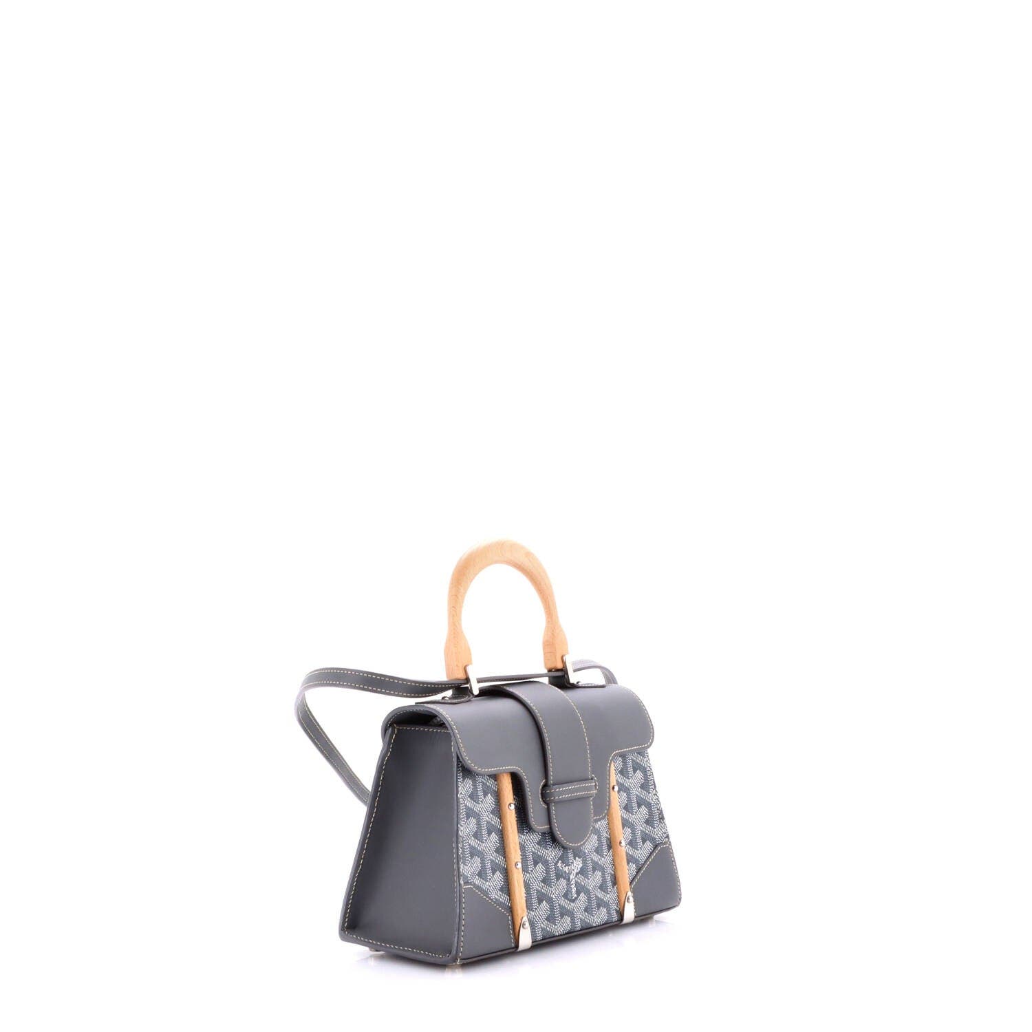 Structured Saigon Top Handle Bag Coated Canvas with Leather Mini, Alternate, color, Gray