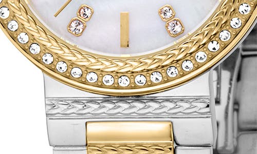 Roberto Cavalli Textured Crystal Two-tone Quartz Bracelet Watch, 30mm In Two Tone Silver & Gold