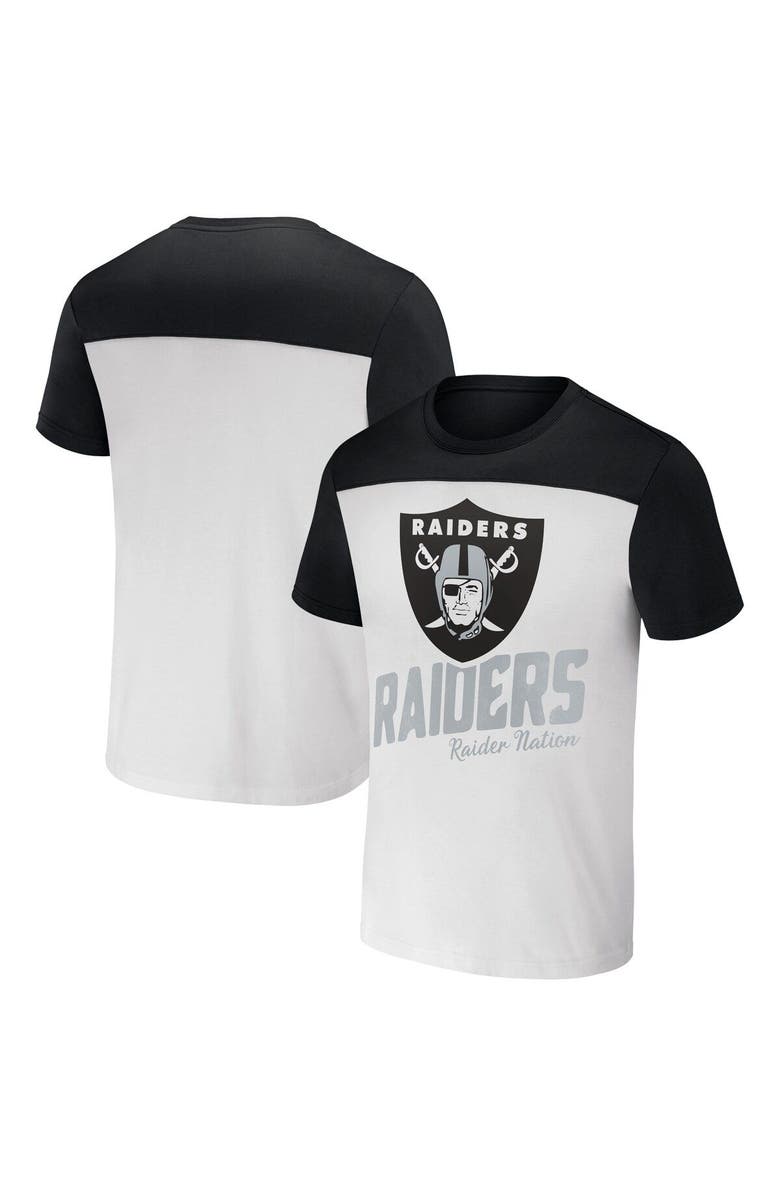 NFL X DARIUS RUCKER Men's NFL x Darius Rucker Collection by Fanatics White/Black Las Vegas Raiders Colorblocked T-Shirt, Main, color, Cream