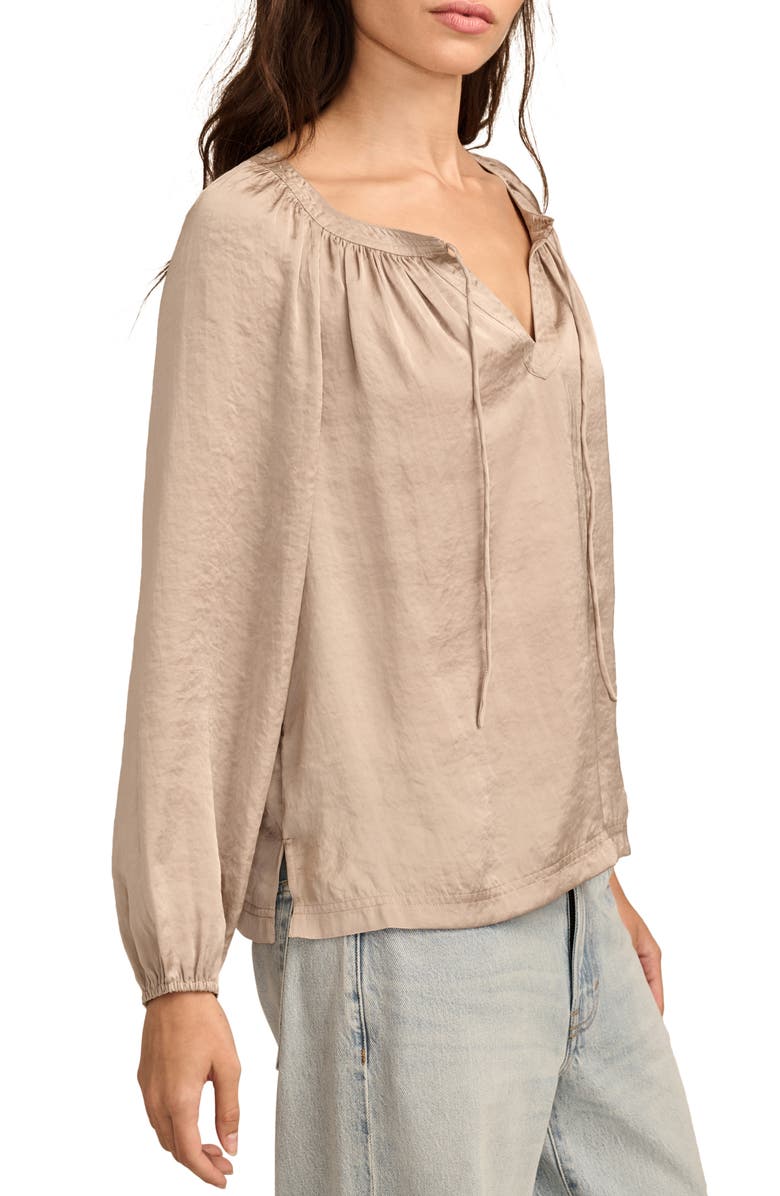 Lucky Brand Notch Neck Peasant Top, Alternate, color, Stone