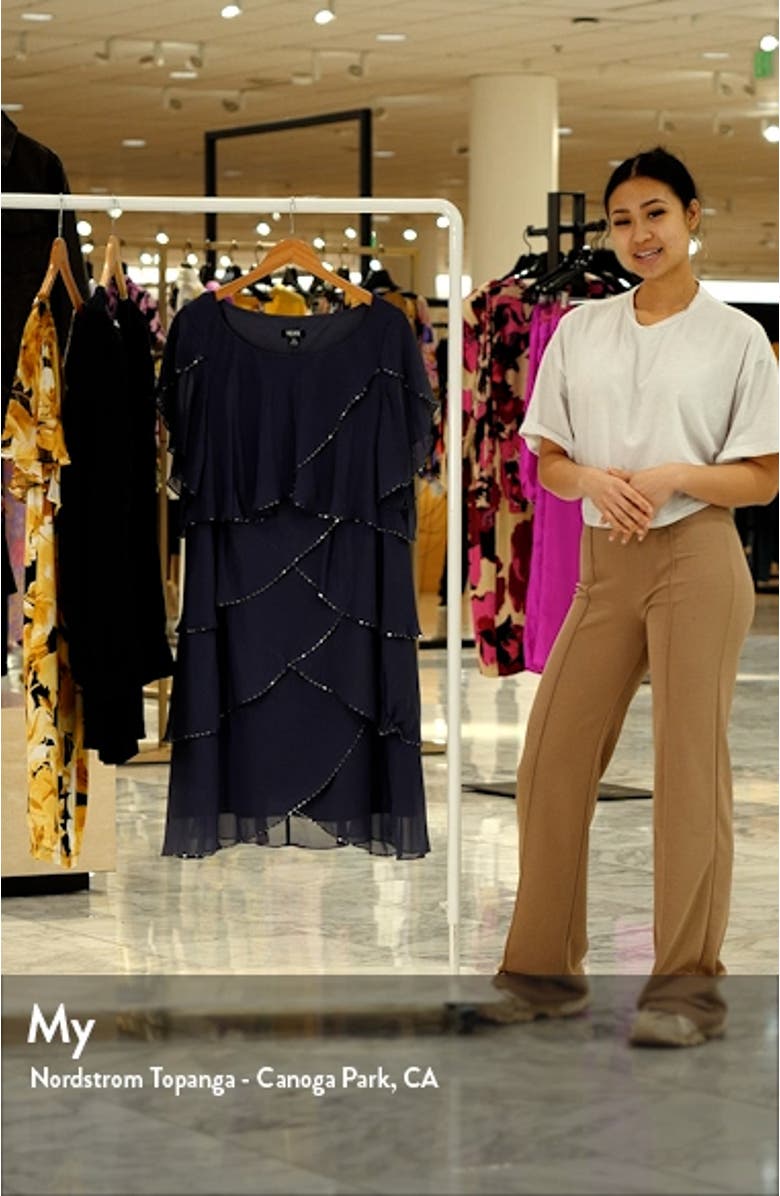 Bugle Beaded Tiered Cocktail Dress, sales video thumbnail