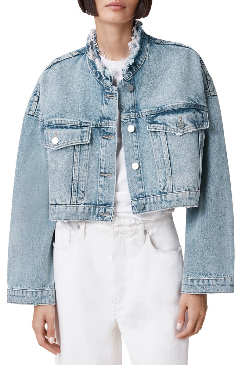 AllSaints Sonny Crop Denim Jacket, Main, color, 