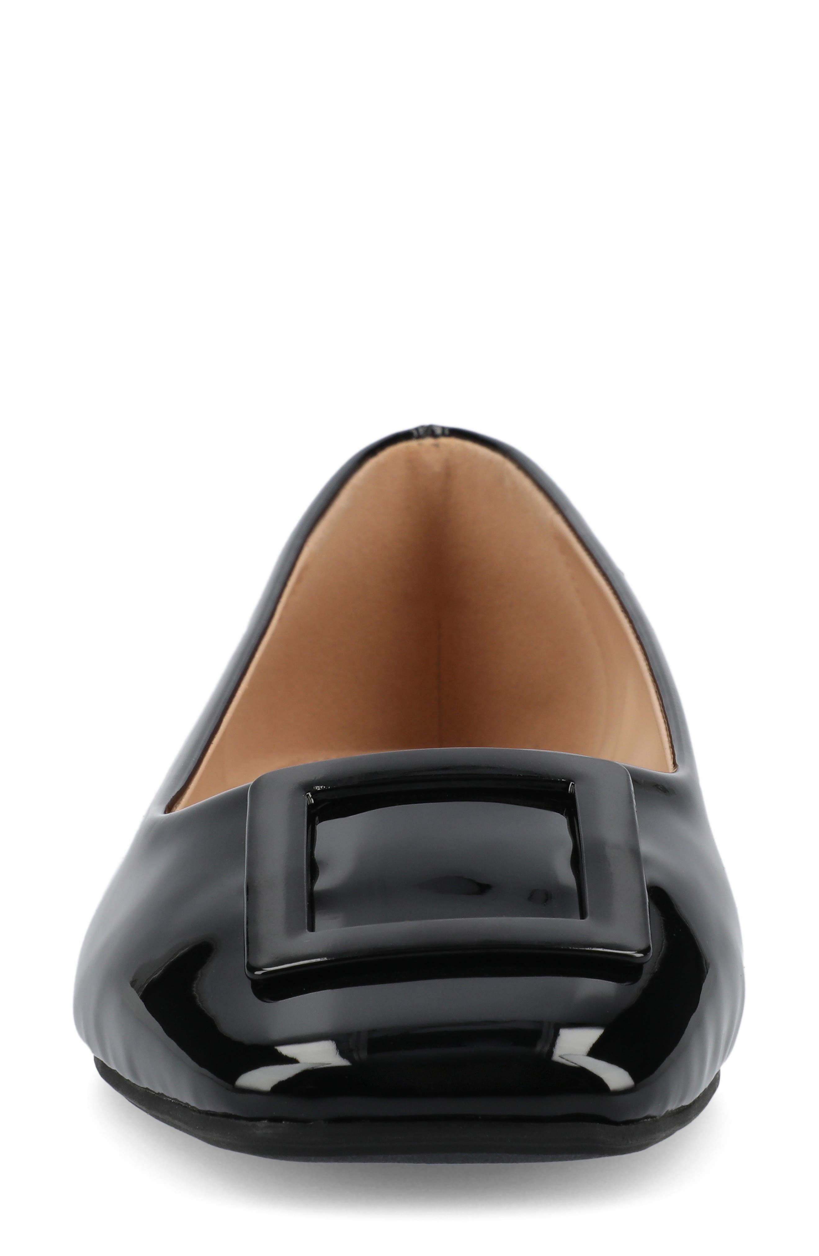 Zimia Square Buckle Flat, Alternate, color, PATENT/BLACK