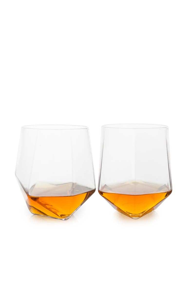 Viski Seneca Crystal Faceted Tumblers Set of 2, Main, color, Clear