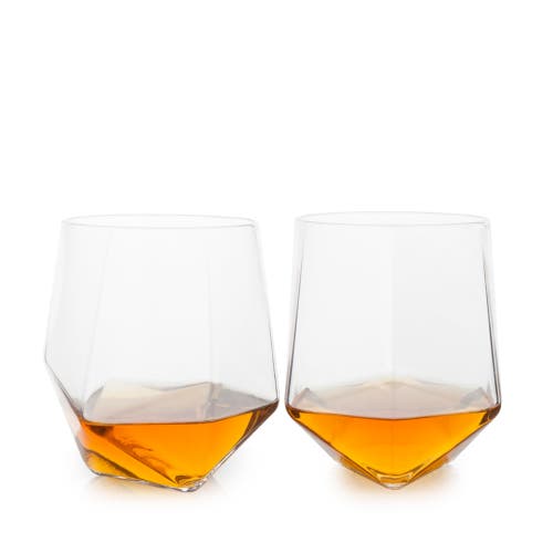 Viski Seneca Crystal Faceted Tumblers Set Of 2 In Transparent