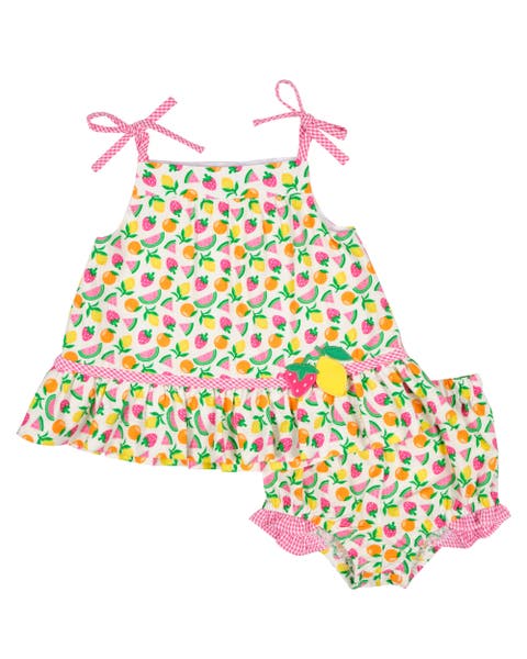 Printed Seersucker Dress & Bloomer with Fruit (Baby)