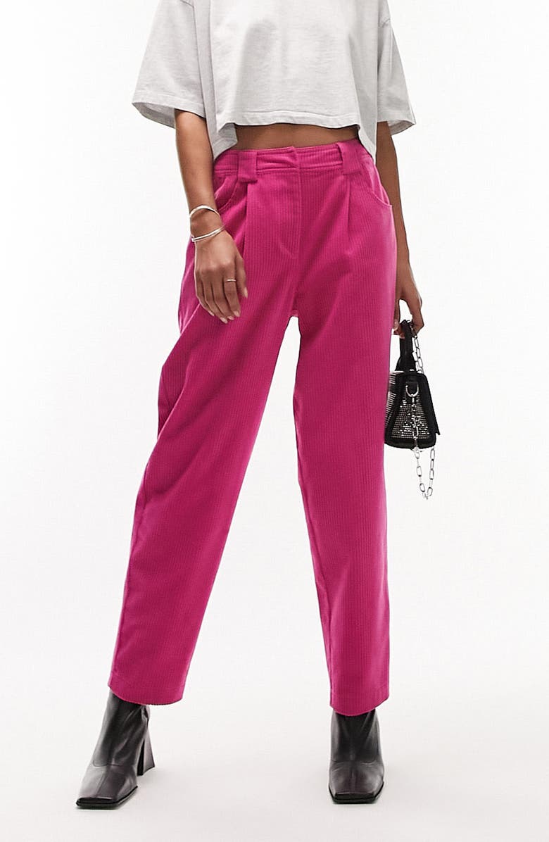 Topshop Cotton Corduroy Trousers, Main, color, 