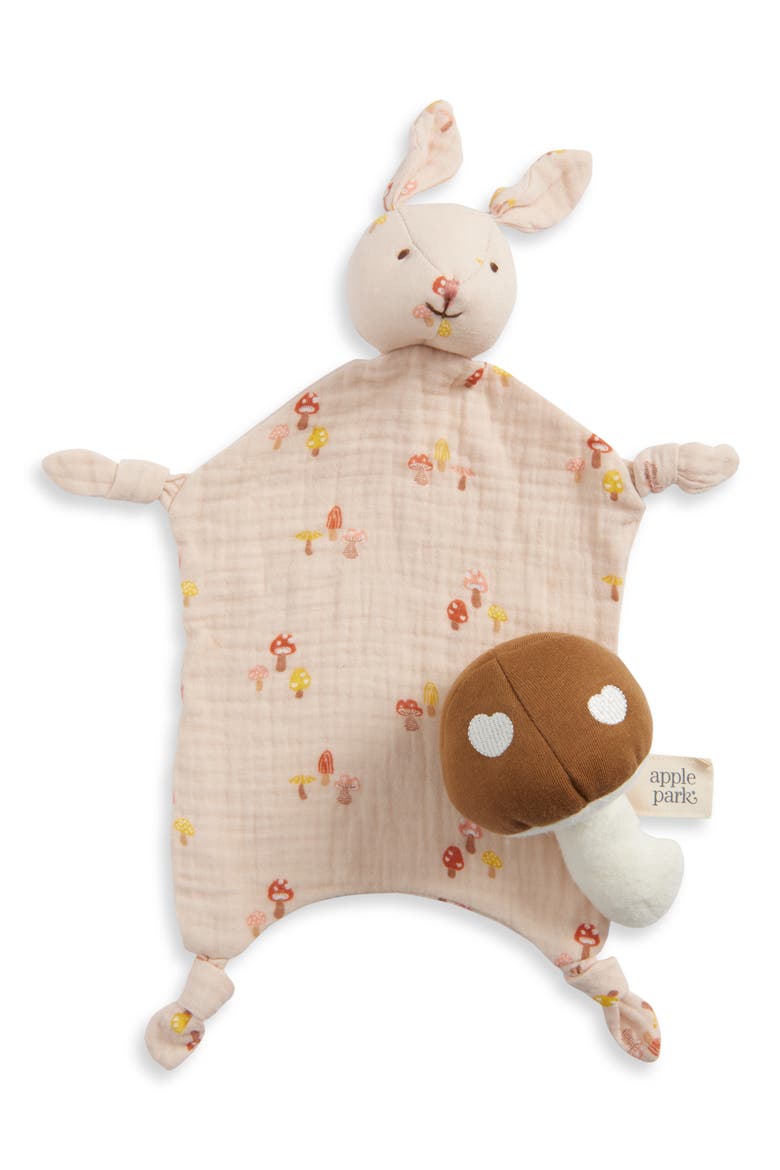 Organic Cotton Muslin Bunny Blanket & Rattle Toy Set, Main, color, MINI MUSHROOM