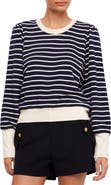 FIFTEEN TWENTY Striped Contrast Bishop Sleeve Cotton Top