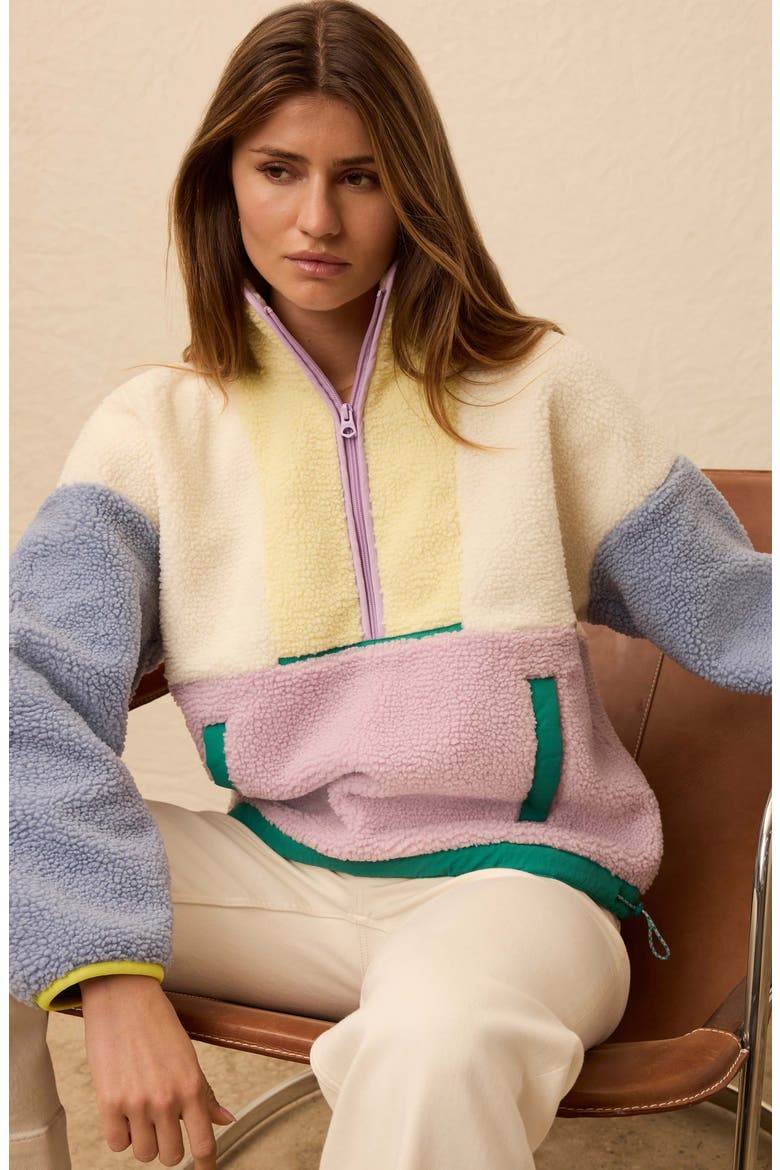 Fireside Fleece Half Zip Pullover, Alternate, color, PASTEL SUNSET