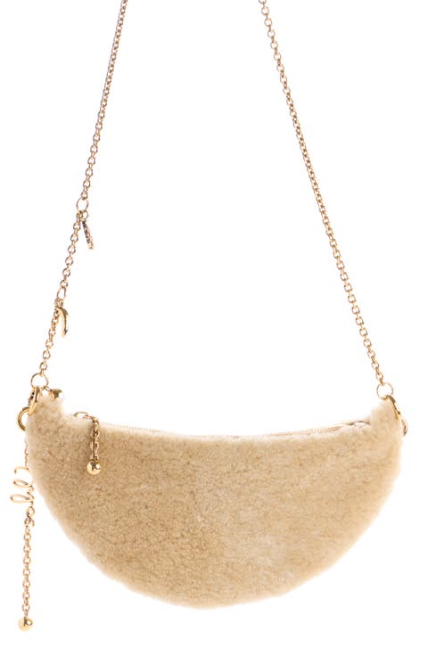Mini Icons Genuine Shearling Half Moon Crossbody Bag