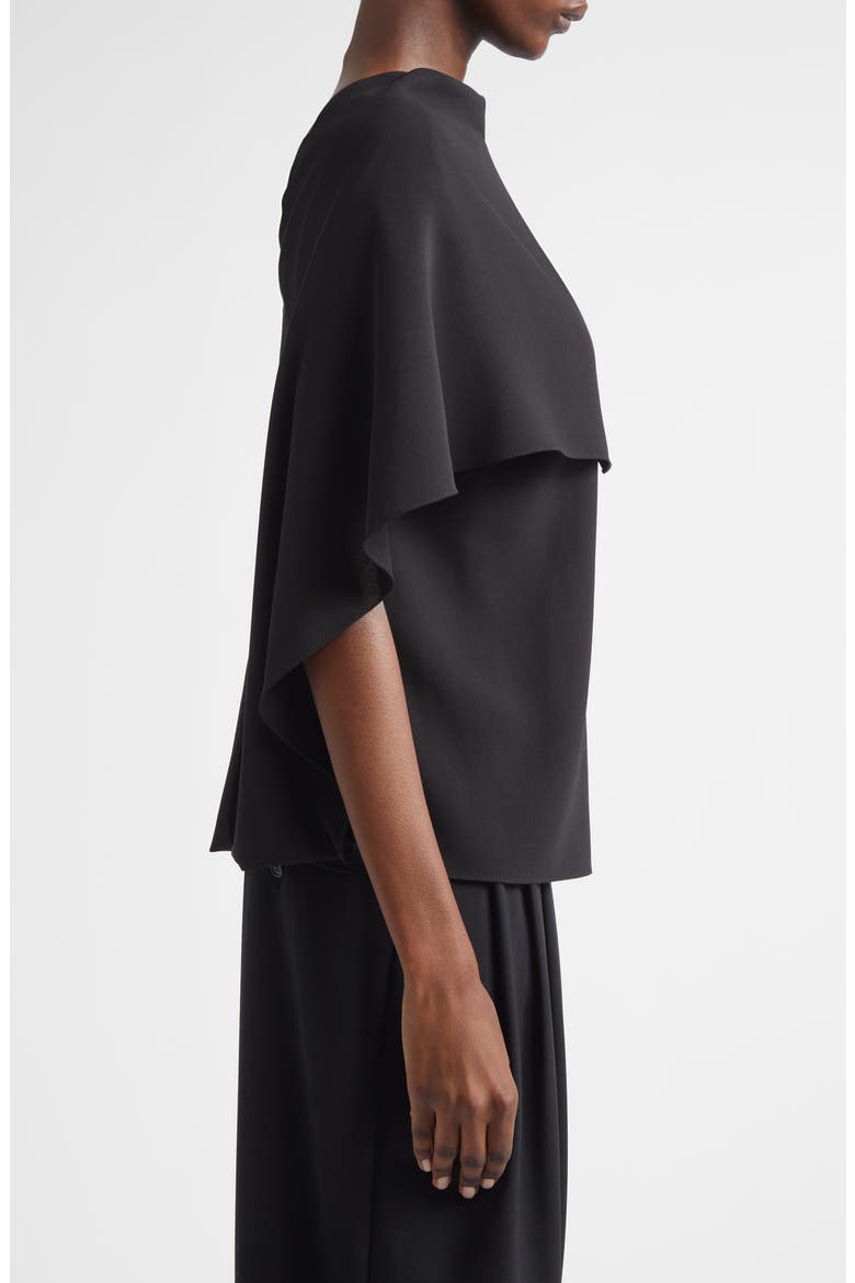 Wool Crepe Cape Top, Alternate, color, BLACK