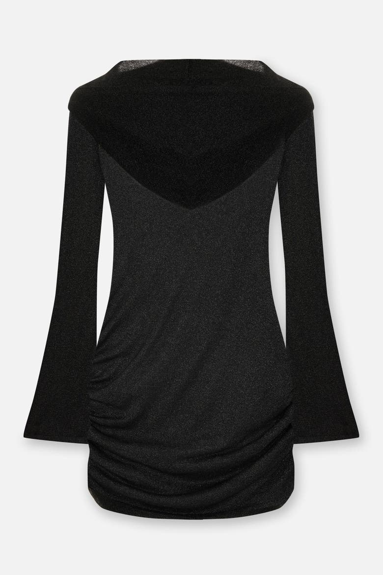 The Solar Reflections Hooded Sheer Draped Beach Dress, Alternate, color, BLACK