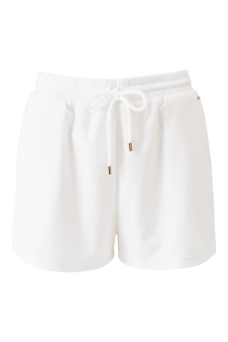 Laura Cotton Blend Terry Cover-Up Shorts, Alternate, color, WHITE