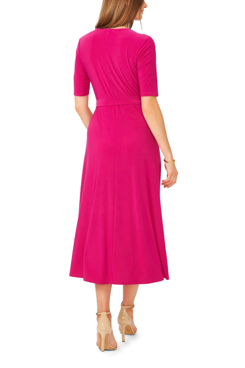 V-Neck Tie Waist Knit Dress, Alternate, color, BRILLIANT FUCHSIA
