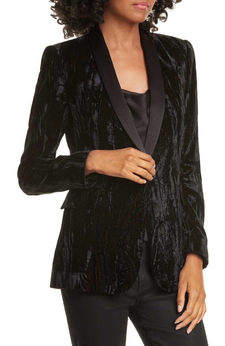 Alice + Olivia Macey Crushed Velvet Blazer, Alternate, color, 