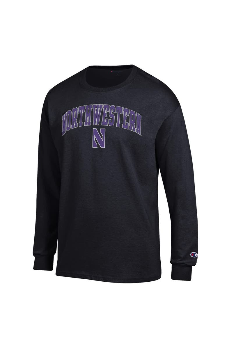 Champion Men's Champion Black Northwestern Wildcats Arch Over Logo Long Sleeve T-Shirt, Alternate, color, Black