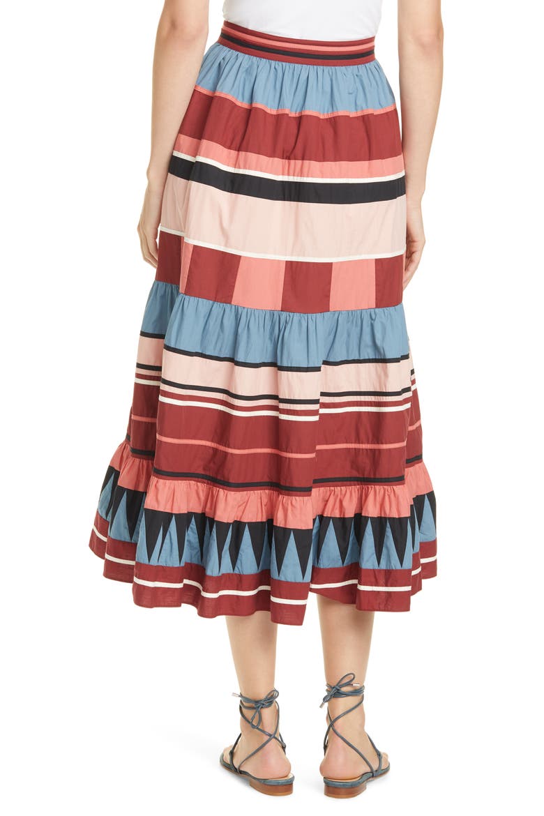 Simi Stripe Skirt, Alternate, color, ROSE