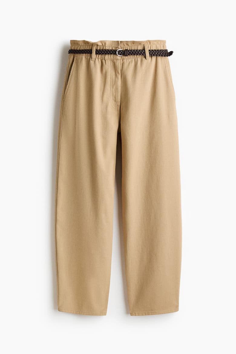 Belted Barrel Trousers, Main, color, Beige