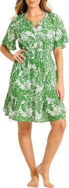 Tommy Bahama Costa Verde Smocked Waist UPF 50+ Cover-Up Sundress