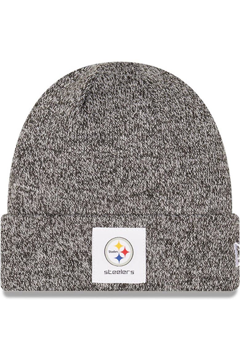 Men's New Era Heathered Black Pittsburgh Steelers Hamilton Cuffed Knit Hat, Main, color, Heather Black
