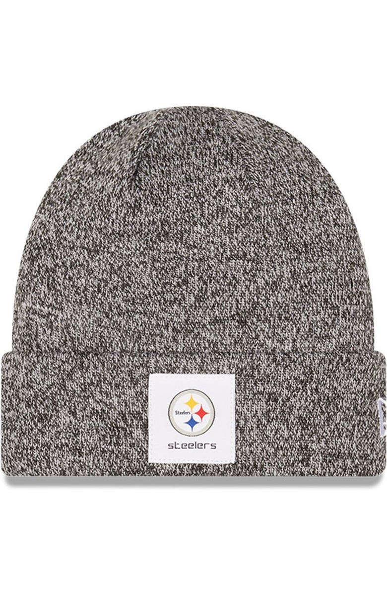 New Era Men's New Era Heathered Black Pittsburgh Steelers Hamilton Cuffed Knit Hat, Main, color, 