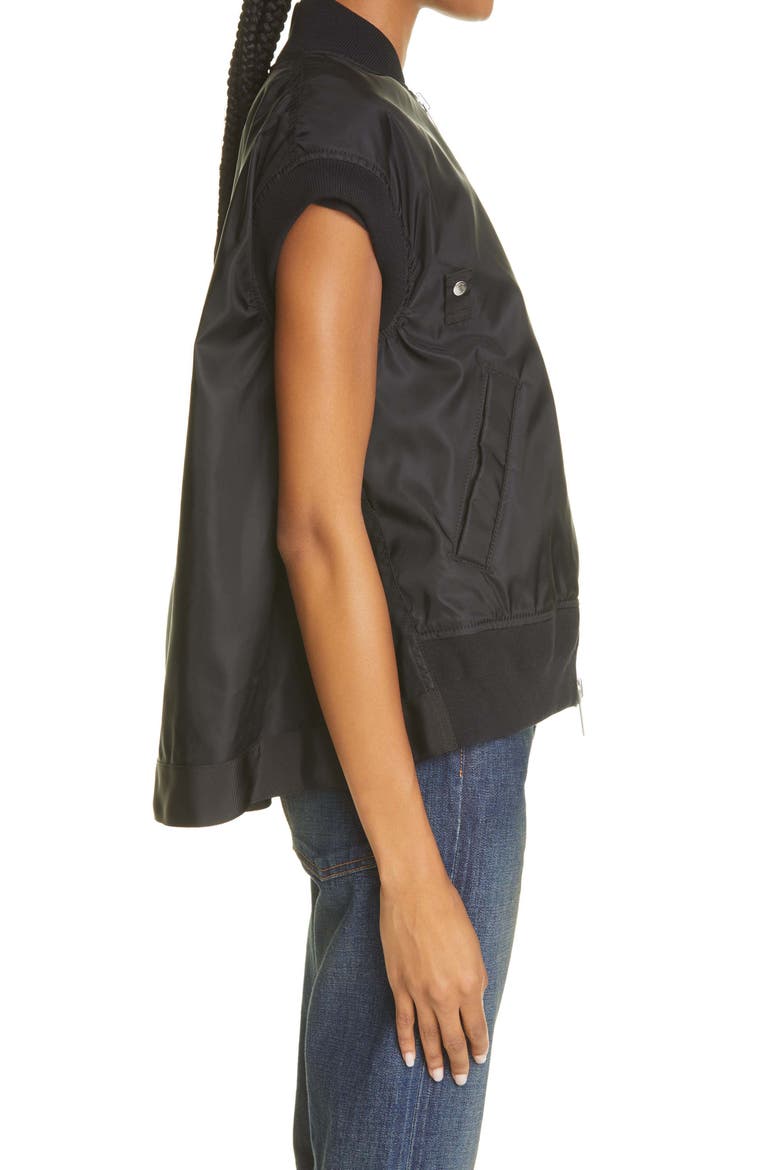 Twill Knit Nylon Vest, Alternate, color, BLACK