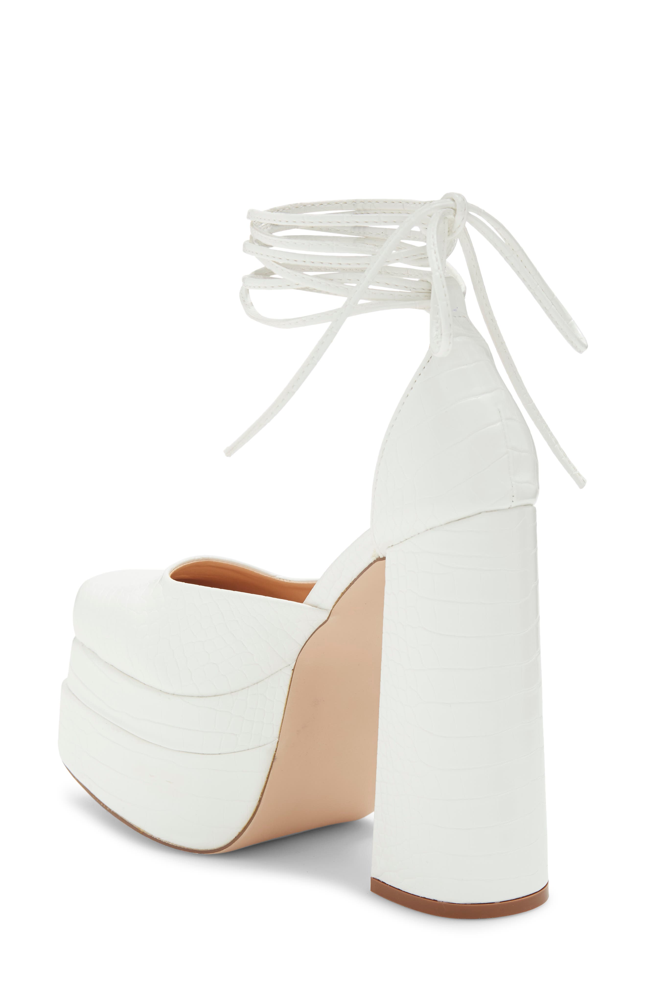 CHASE AND CHLOE Wolfe 2 Croc Embossed Platform Pump, Alternate, color, White Croc