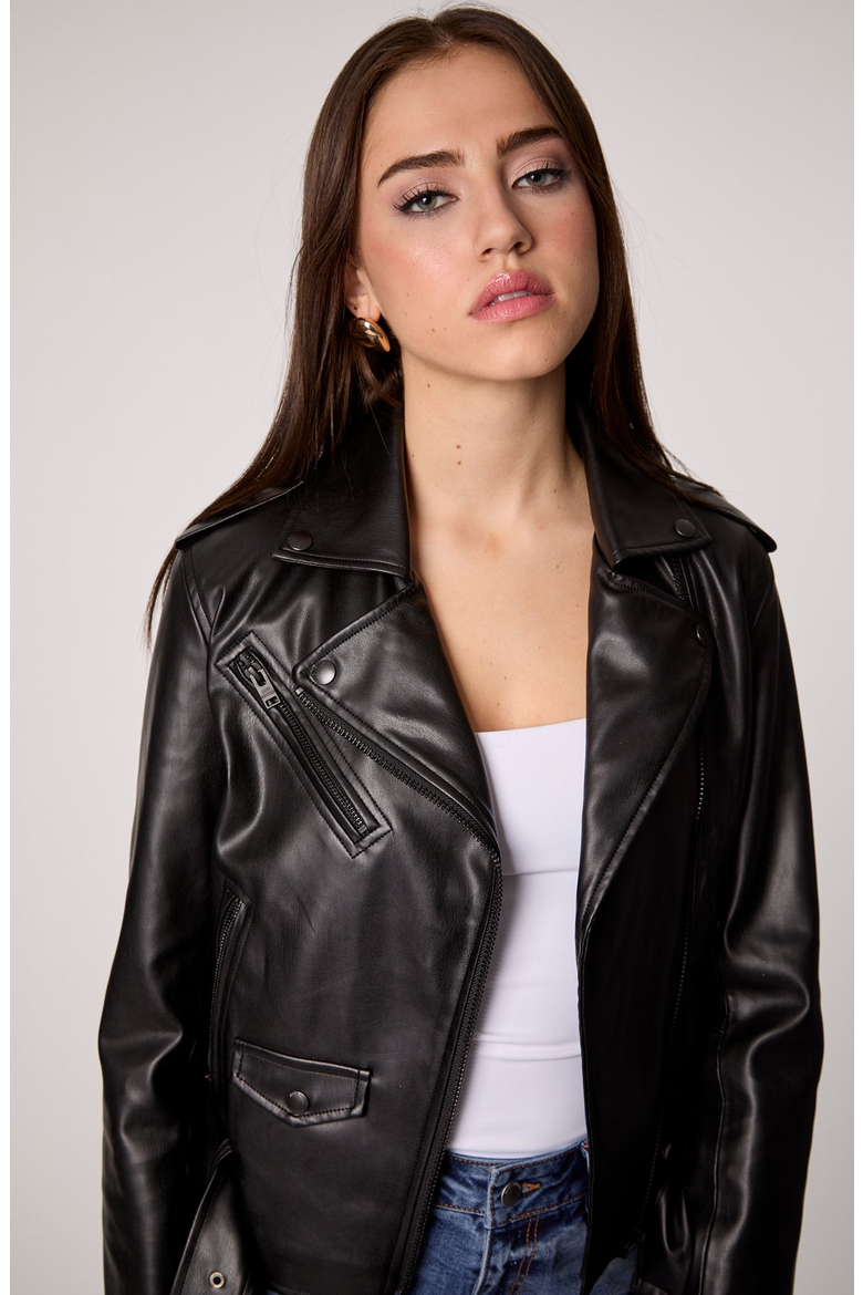 Classic Moto UNreal Leather Jacket, Alternate, color, Black
