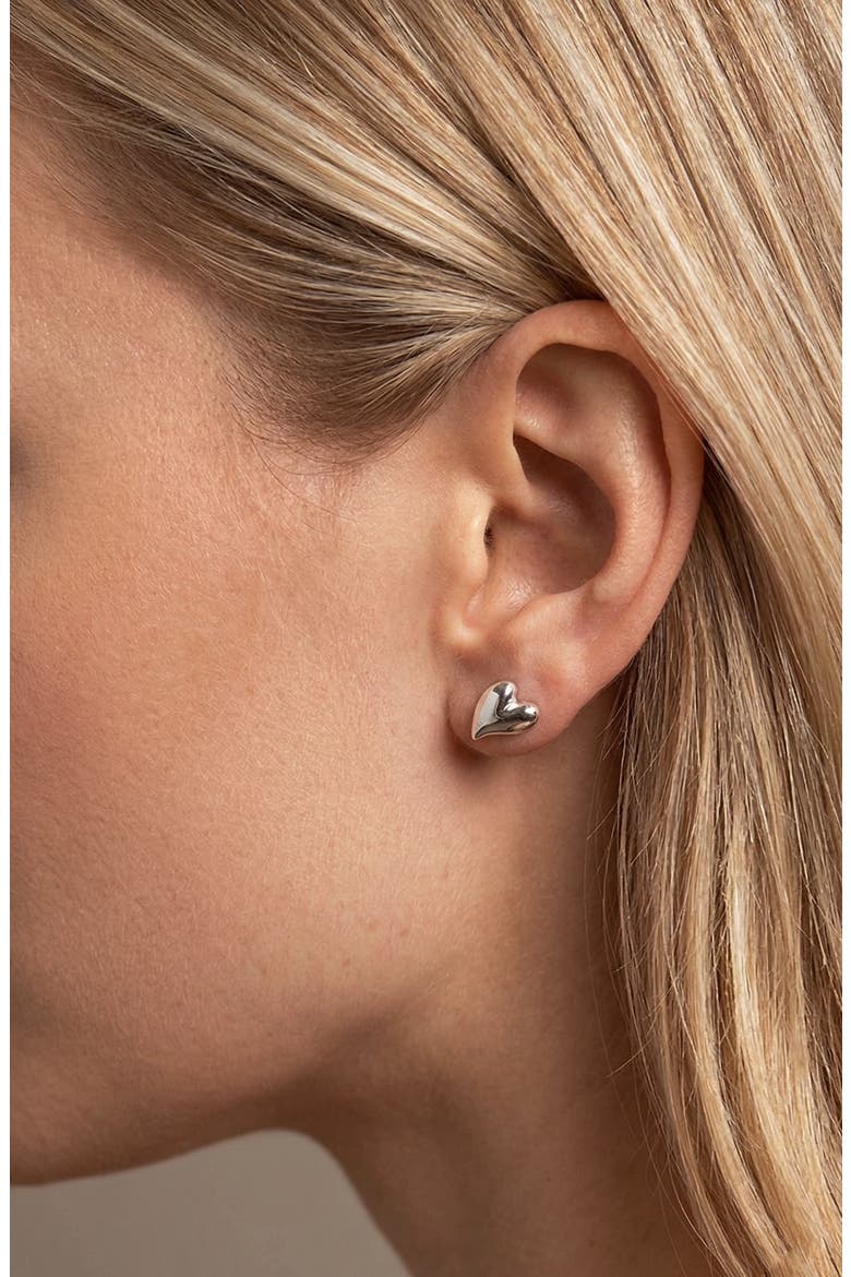 Mini Heart Stud Earrings, Alternate, color, Silver