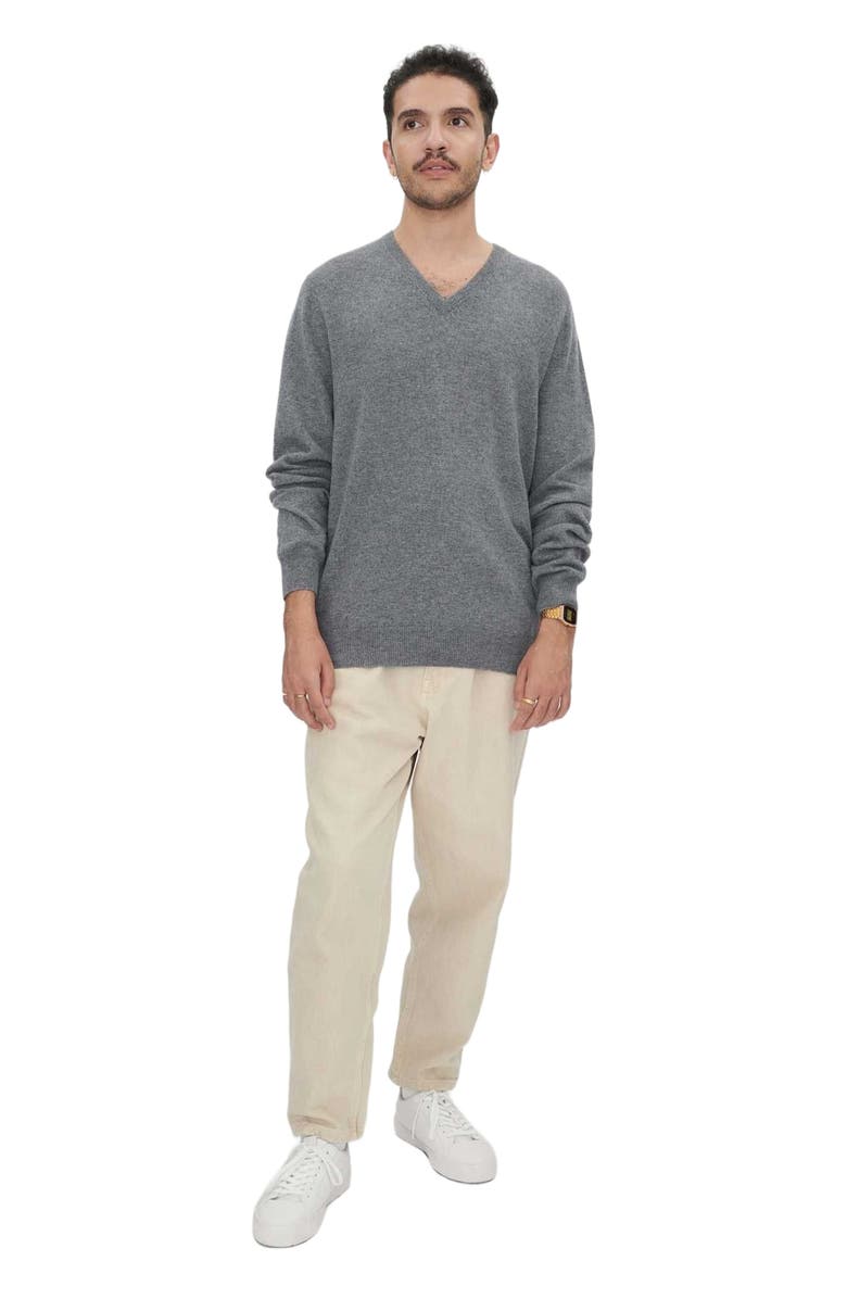 Gobi Cashmere Essential V-Neck Cashmere Sweater, Main, color, Dim Gray