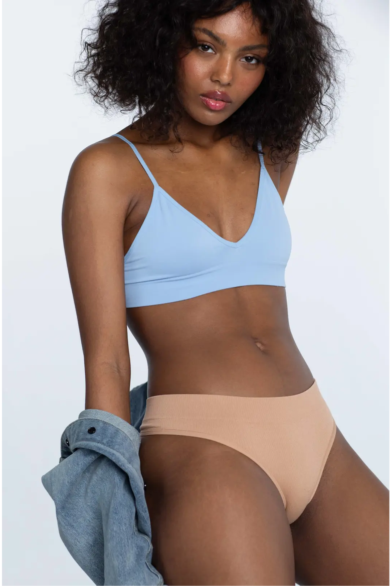 Low Show V Bralette, Alternate, color, Arctic Blue