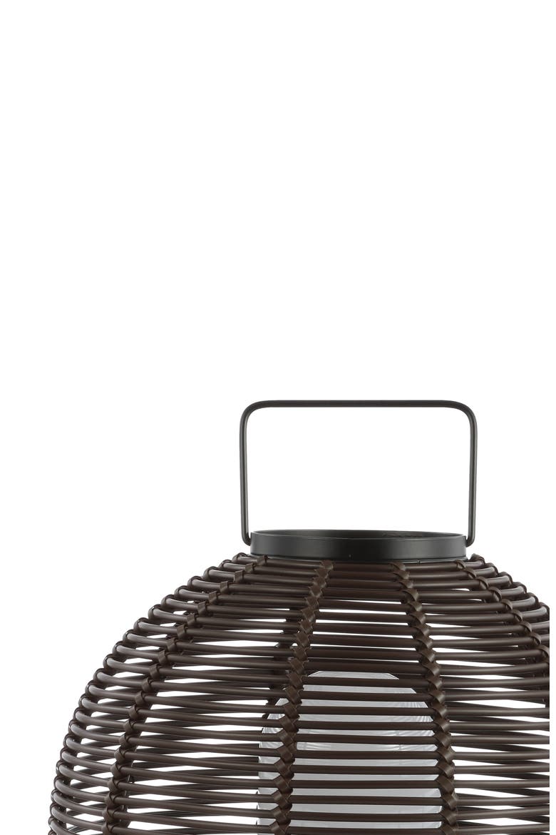 Jigu 22" Outdoor Woven Globe Asian LED Lantern, Coffee, Alternate, color, Coffee