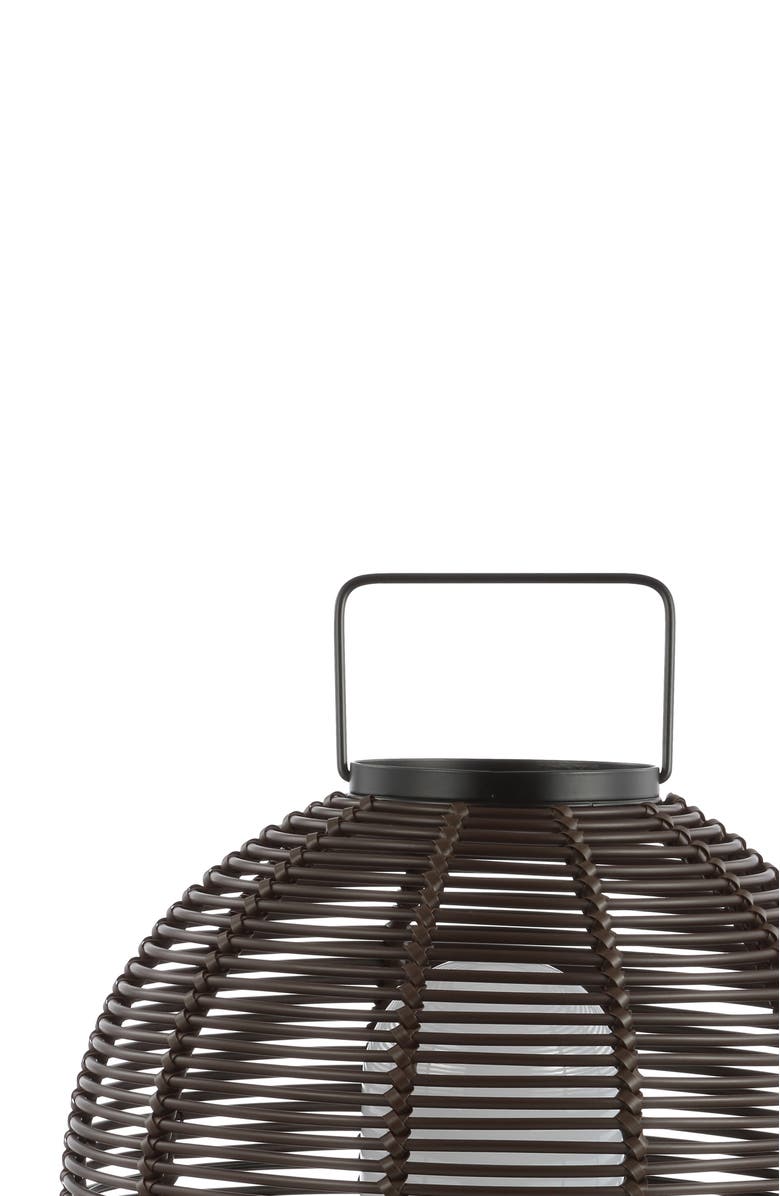 JONATHAN Y Jigu 22" Outdoor Woven Globe Asian LED Lantern, Coffee, Alternate, color, 