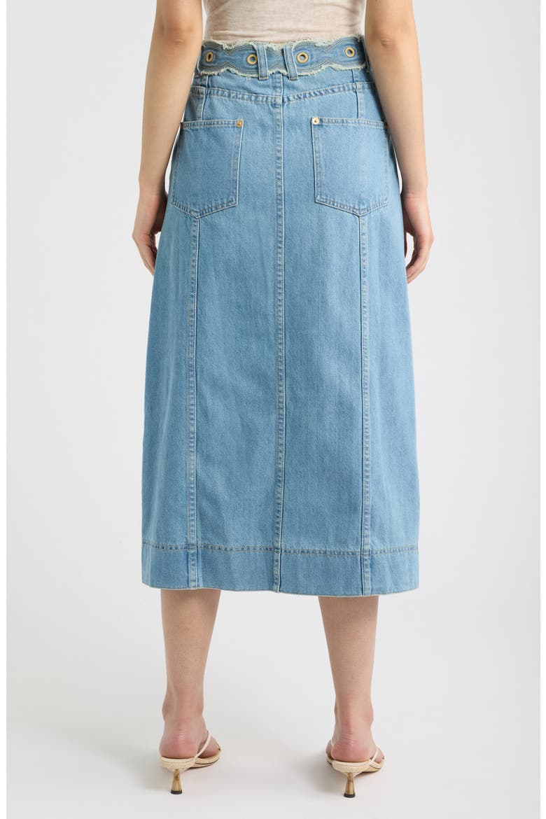 Tie Waist Denim Midi Skirt, Alternate, color, DENIM