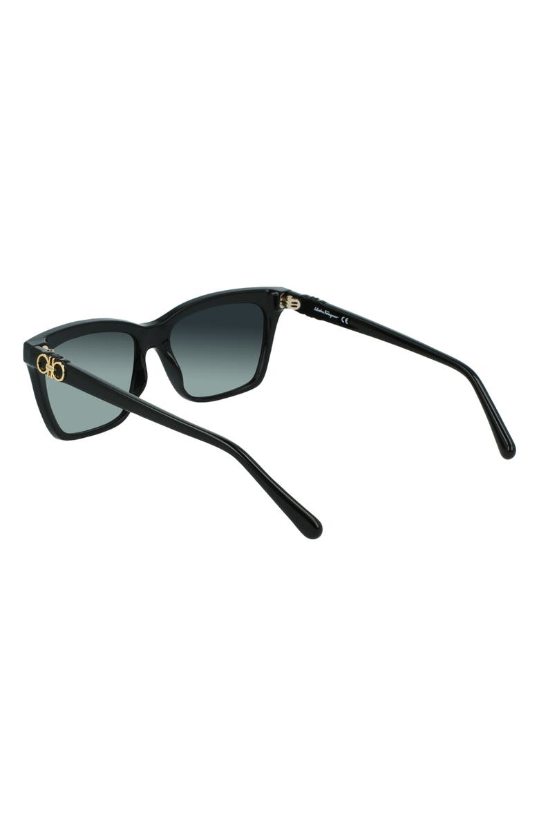 FERRAGAMO Gancini 54mm Rectangular Sunglasses, Alternate, color, Black