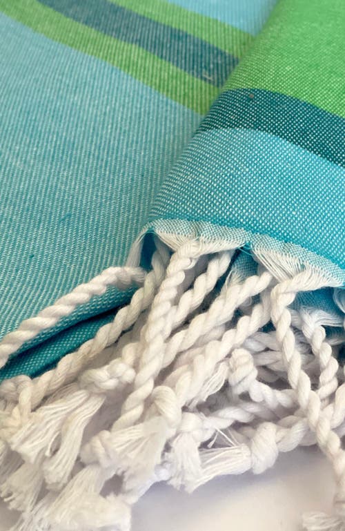Eco Hilana Samara Striped Sustainable Turkish Towel Green In Green