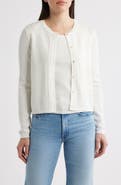 Elie Tahari The Steele Mixed Pointelle Cardigan