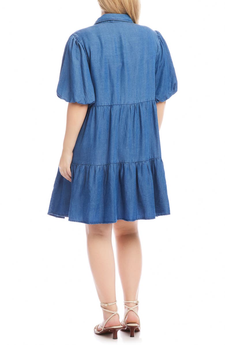 Karen Kane Tiered Denim Shirtdress, Alternate, color, Denim