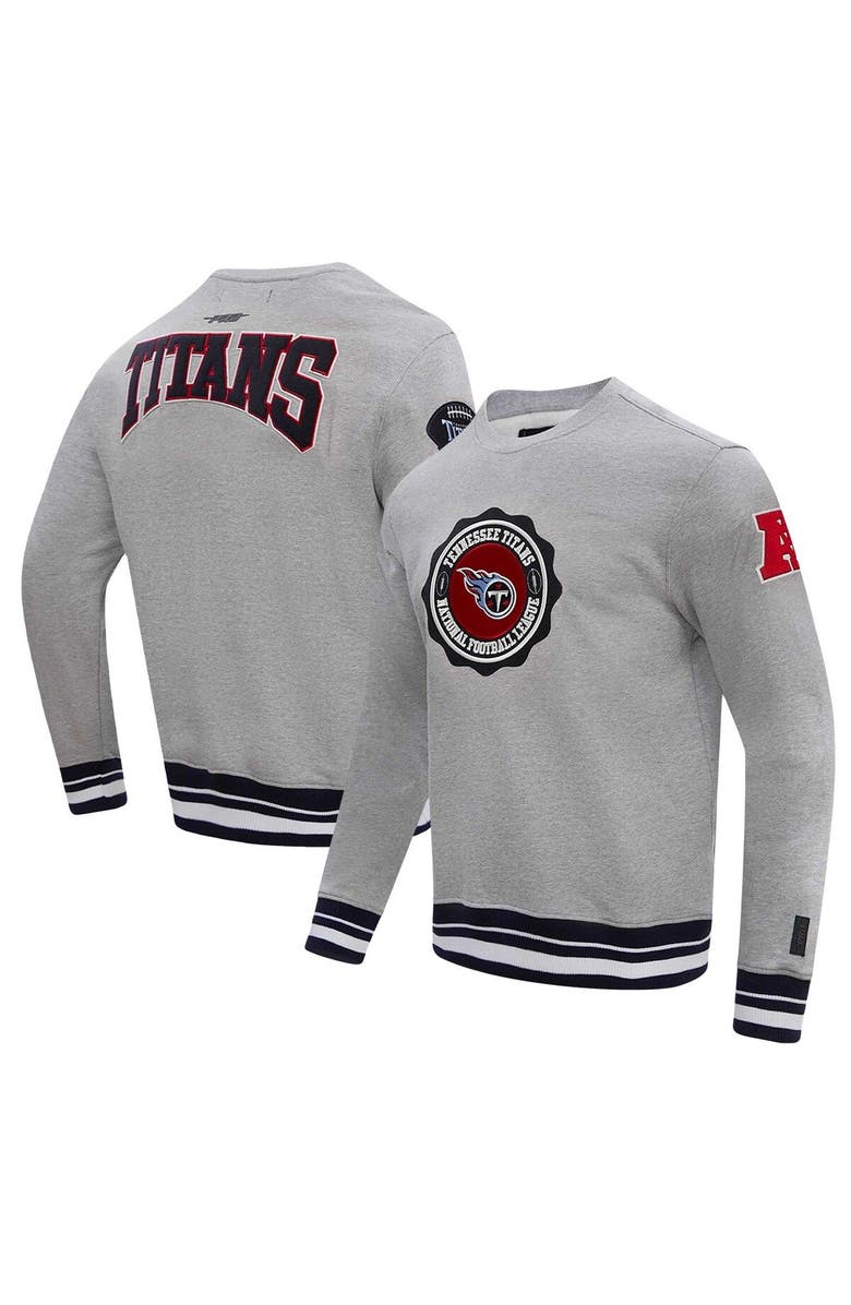 PRO STANDARD Men's Pro Standard Heather Gray Tennessee Titans Crest Emblem Pullover Sweatshirt, Main, color,