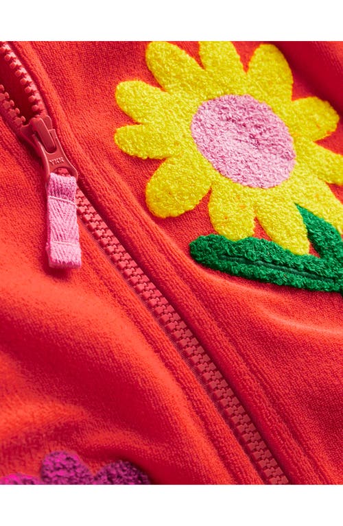 Mini Boden Kids' Cotton Blend Terry Hoodie In Red