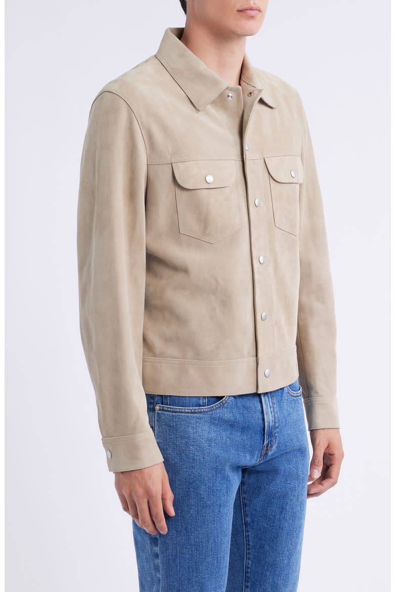 Suede Trucker Jacket, Alternate, color, OXFORD BEIGE