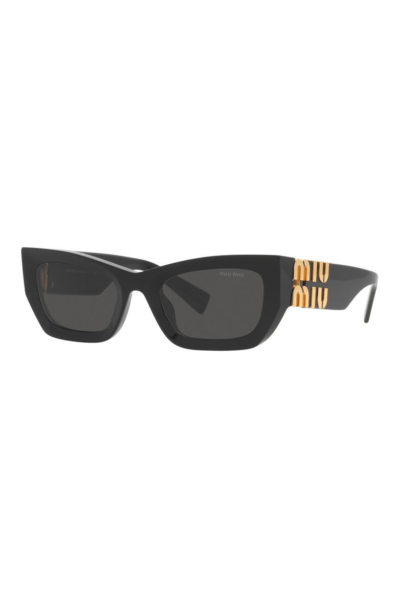 53mm Rectangular Sunglasses, Alternate, color, BLACK