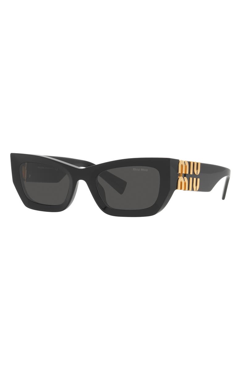 Miu Miu 53mm Rectangular Sunglasses, Alternate, color, Black